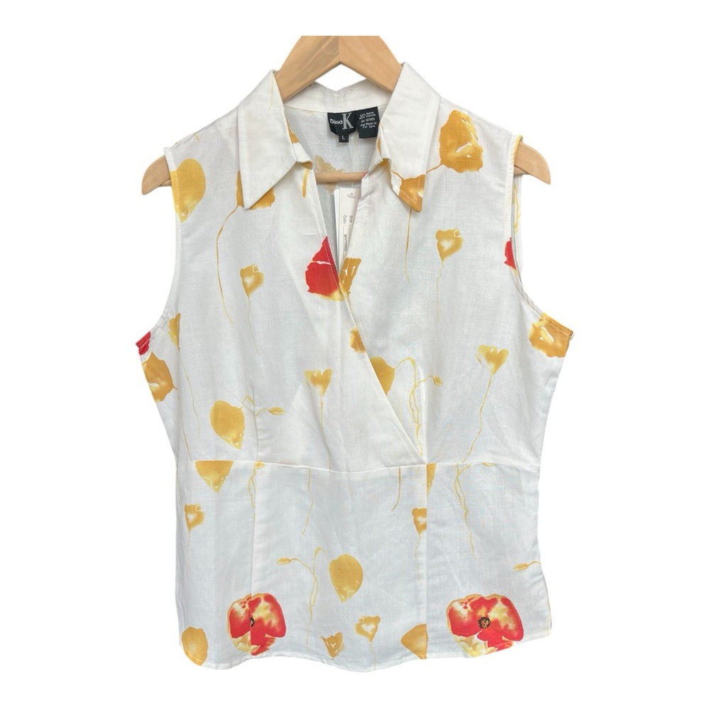 NWT Dina K Floral Sleeveless Blouse - Size L